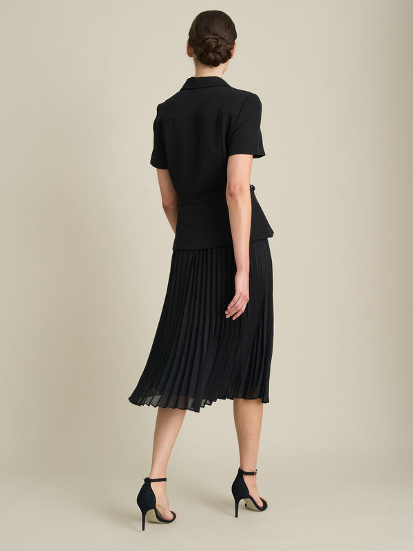 Sam Belted Pleated Midi Dress