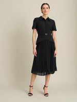 Sam Belted Pleated Midi Dress