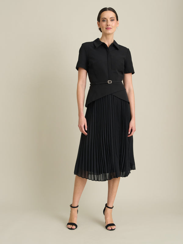 Sam Belted Pleated Midi Dress