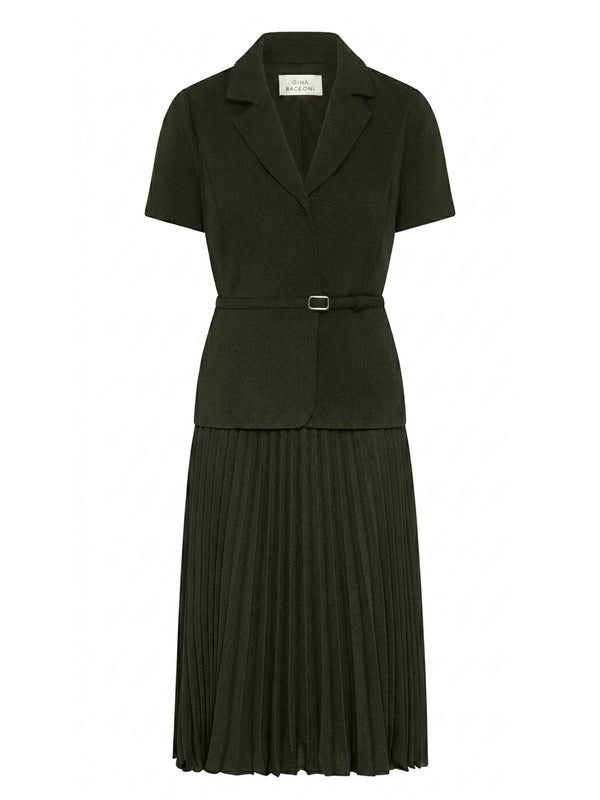 Sam Belted Pleated Midi Dress