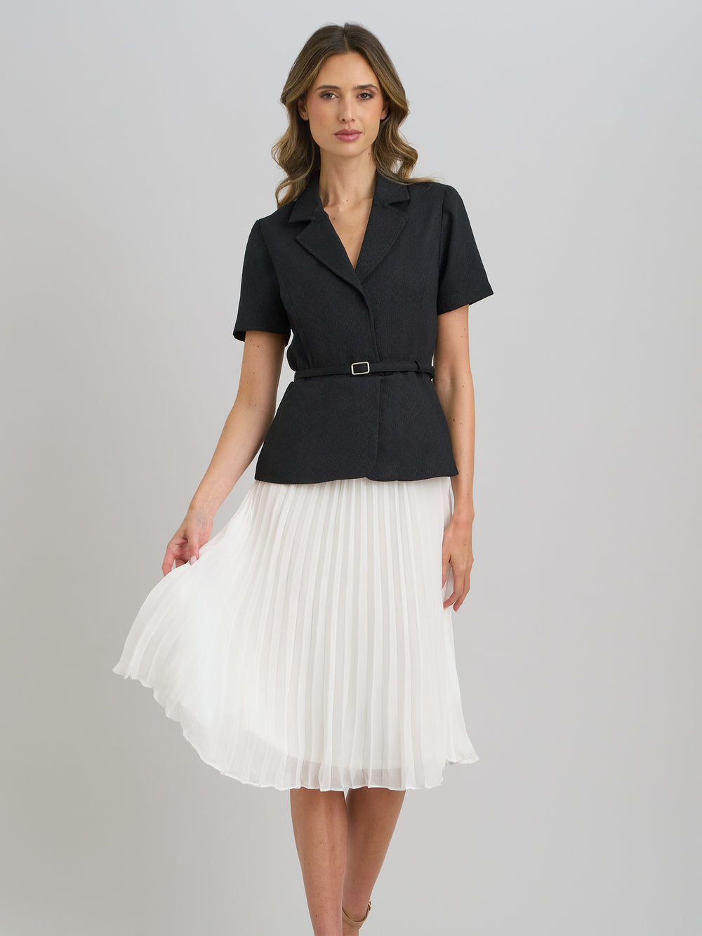Shelley Belted Pleated Midi Dress