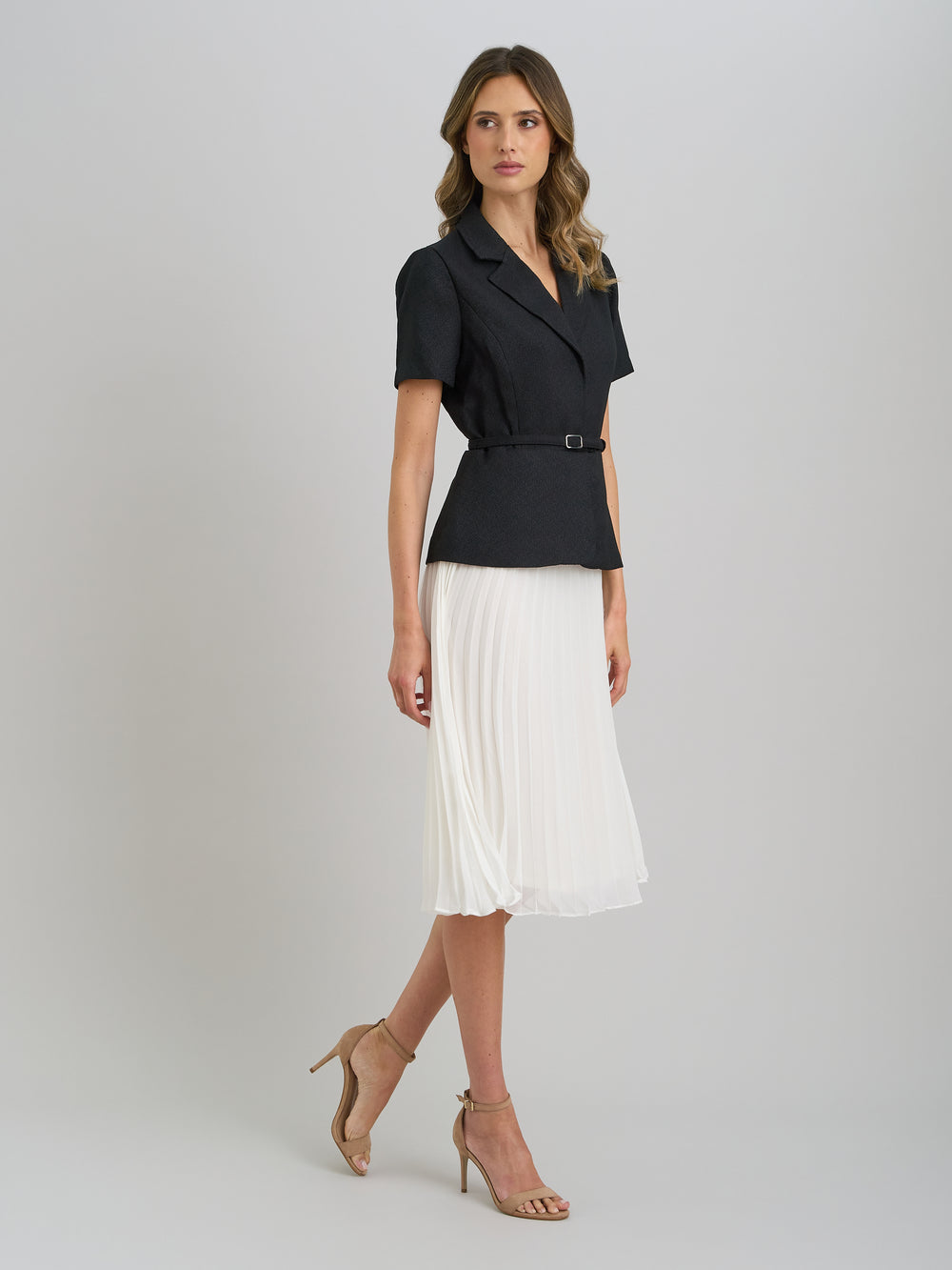 Shelley Belted Pleated Midi Dress