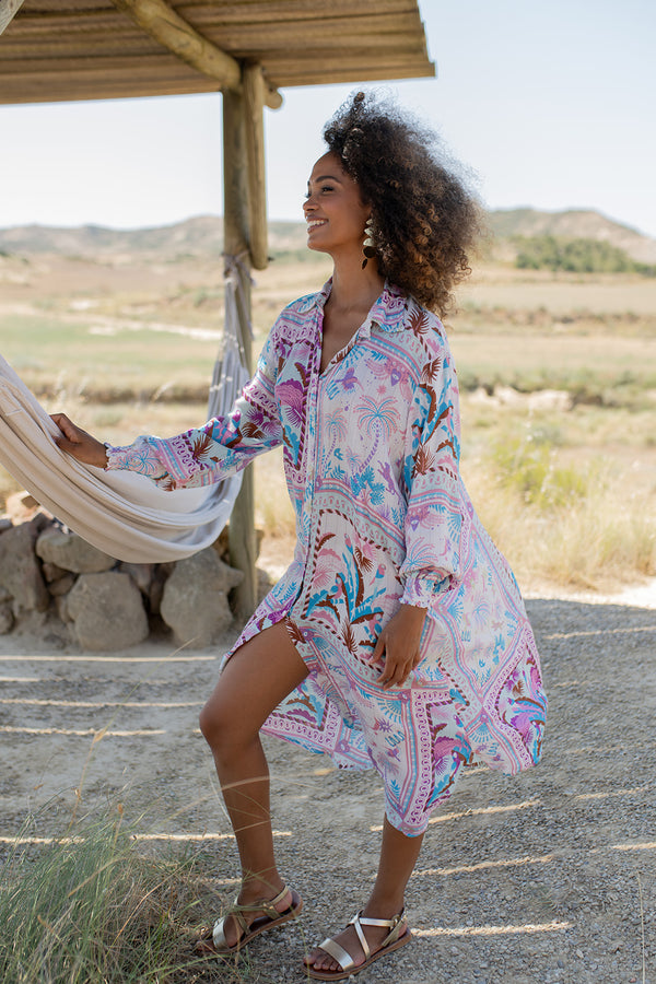 Piti Cuiti Ipanema Blue Long Blouse