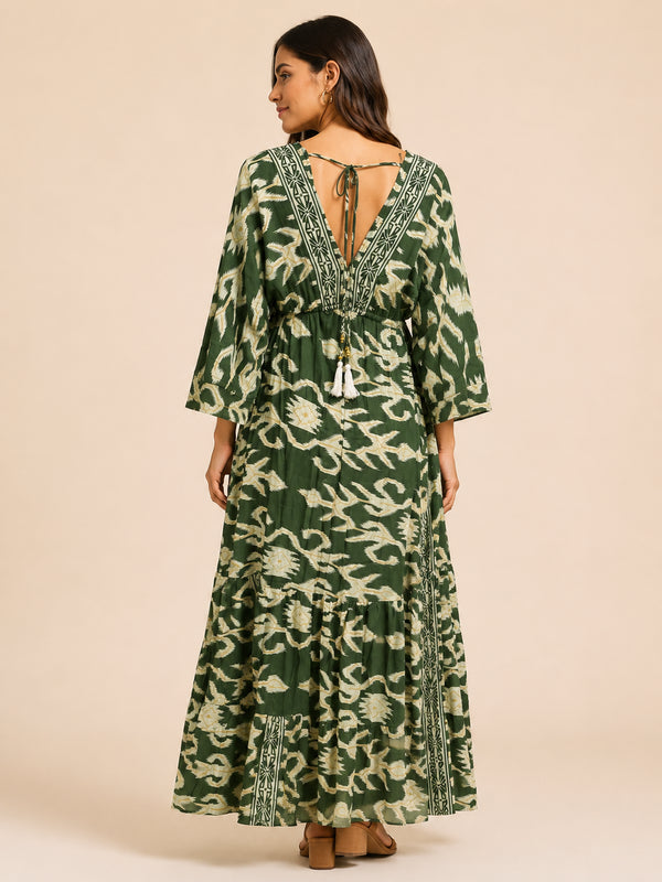 Green Print Maxi Dress