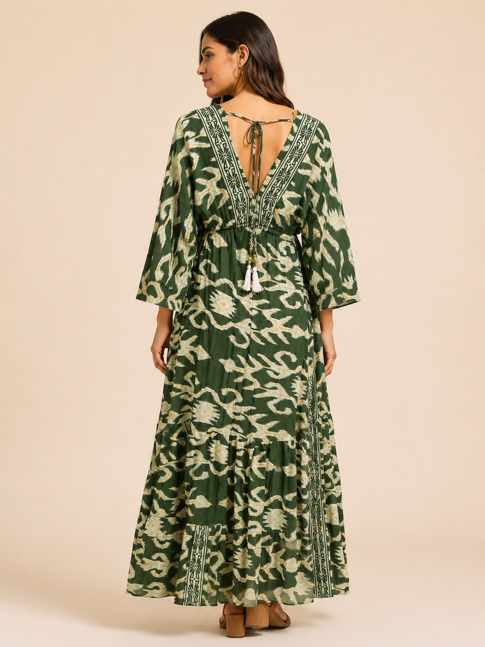 Green Print Maxi Dress