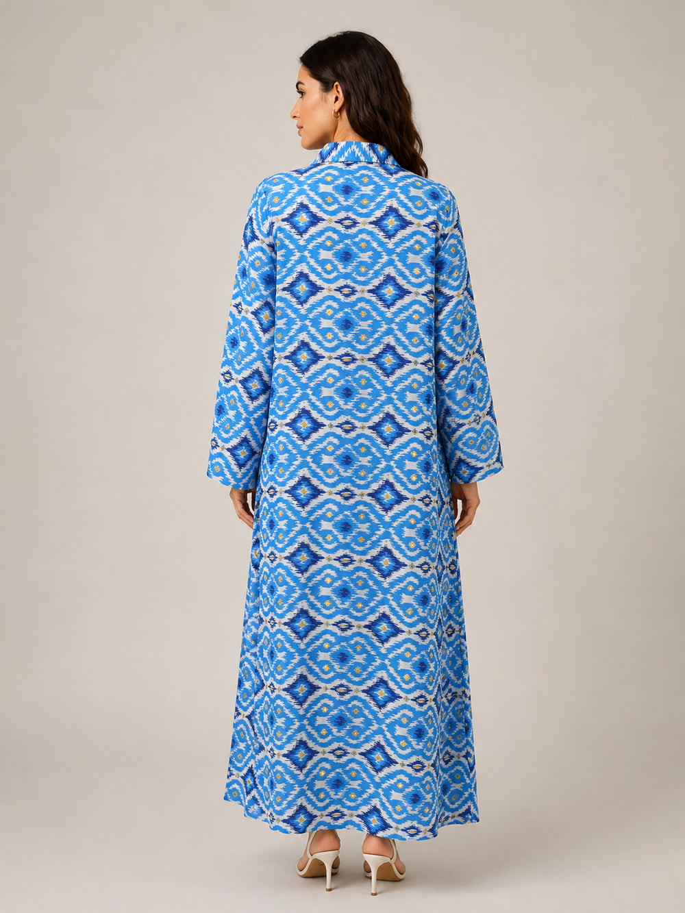 Blue Diamond Print Shirt Dress