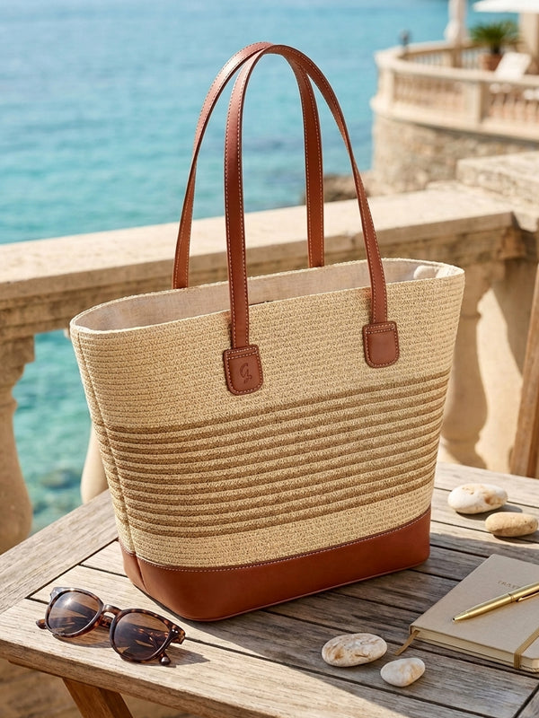 Woven Straw Tote Bag