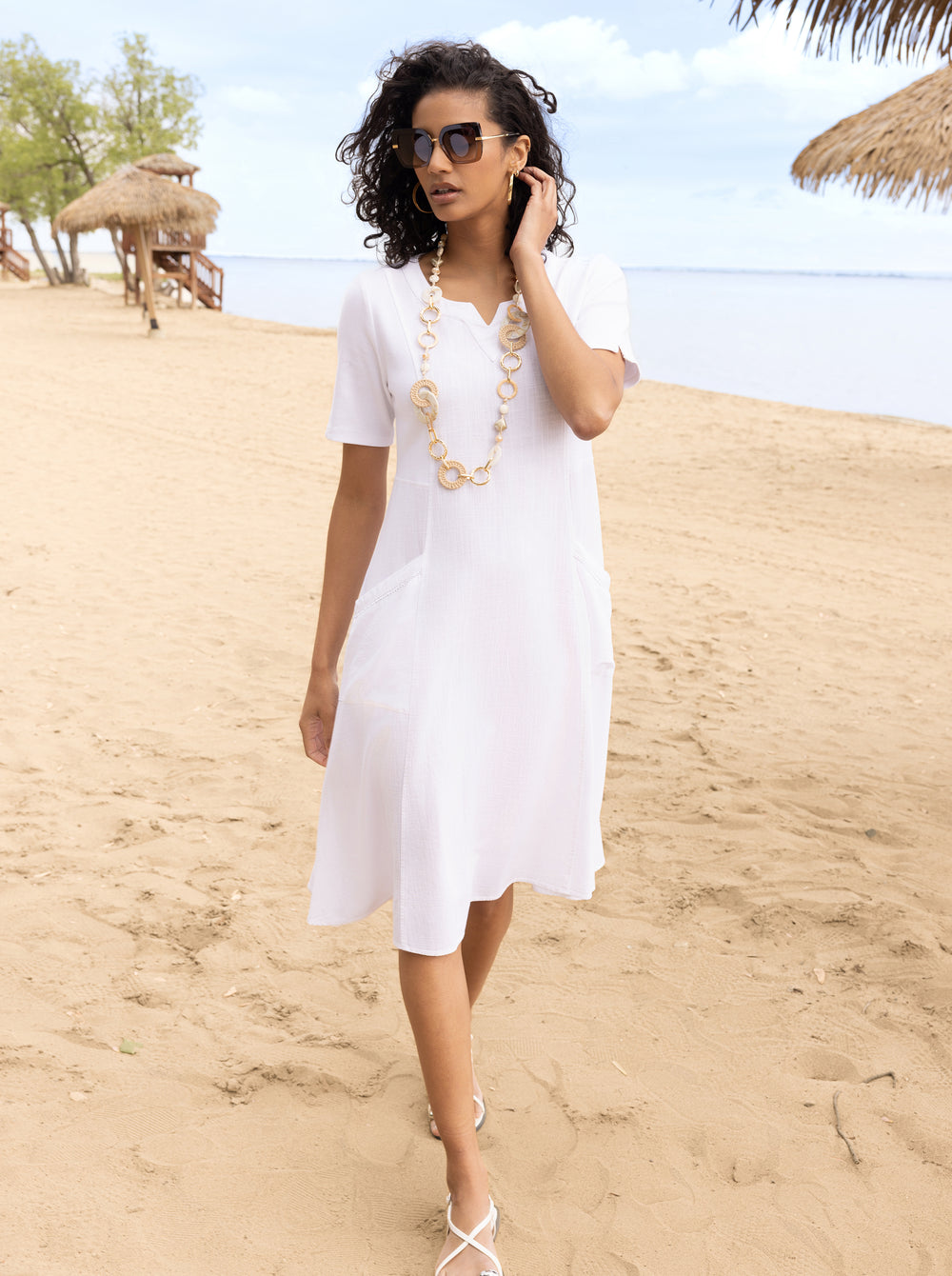 Alison Sheri Linen Pocket Dress