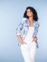 Alison Sheri Printed Linen Blazer