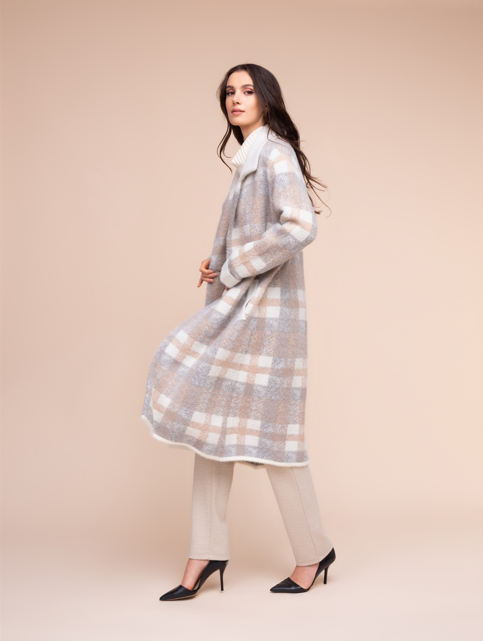 Alison Sheri Knit Checkered Coat 