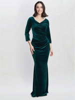 Sophie Velvet Maxi Dress With 3/4 Sleeve