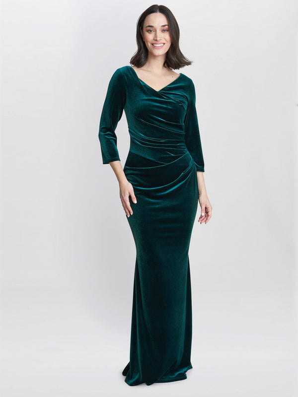 Sophie Velvet Maxi Dress With 3/4 Sleeve