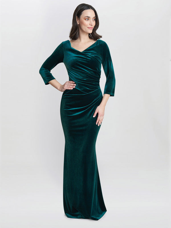 Sophie Velvet Maxi Dress With 3/4 Sleeve