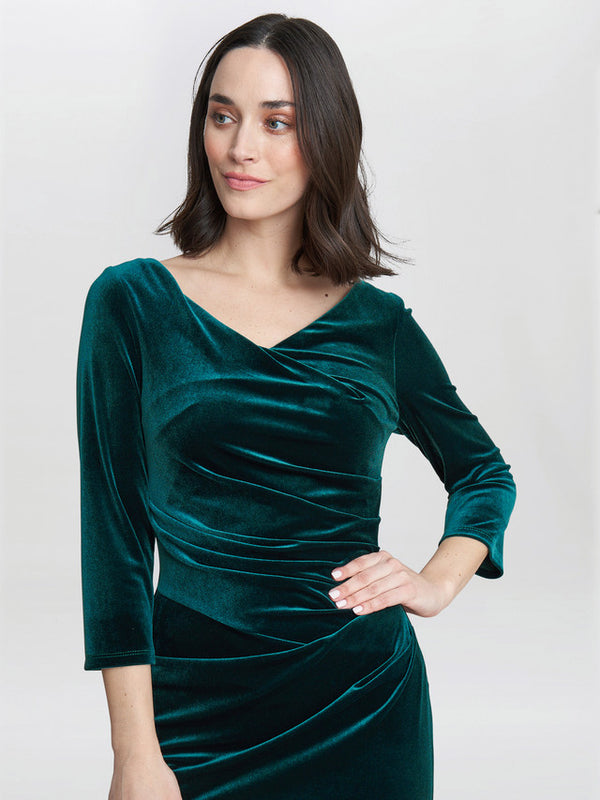 Sophie Velvet Maxi Dress With 3/4 Sleeve