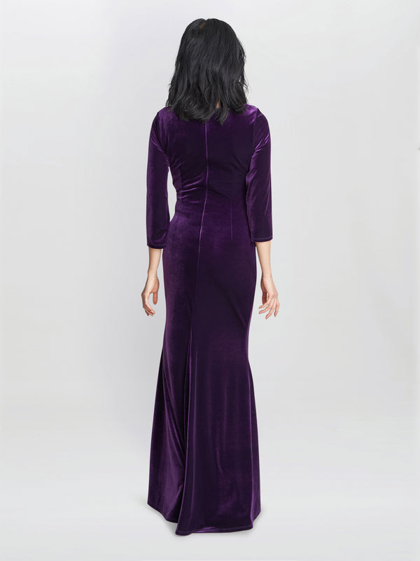 Sophie Velvet Maxi Dress With 3/4 Sleeve
