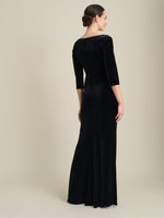 Sophie Black Velvet Maxi Dress With 3/4 Sleeve