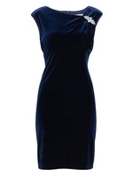 Justine Sleeveless Velvet Dress With Trim