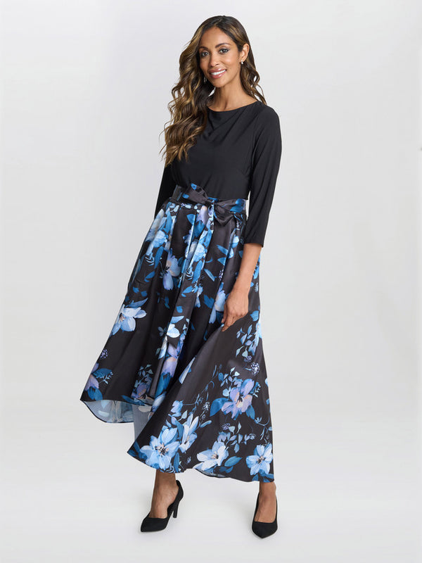 Louise Printed High/Low Midi Dress