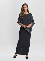 Amber Maxi Asymmetrical Cape Dress