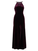 Deedee Velvet Halter Keyhole Maxi Dress