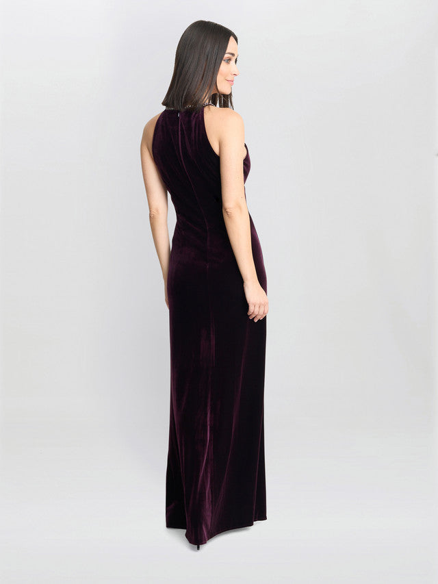 Deedee Velvet Halter Keyhole Maxi Dress Gina Bacconi Deedee Velvet Halter Keyhole Maxi Dress Gina Bacconi
