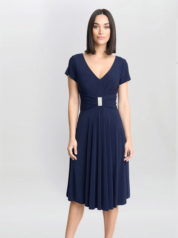 Elsa Jersey Cocktail Dress With Waist Embellishment