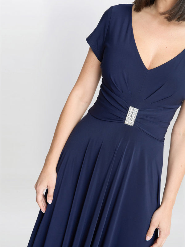 Elsa Jersey Cocktail Dress With Waist Embellishment