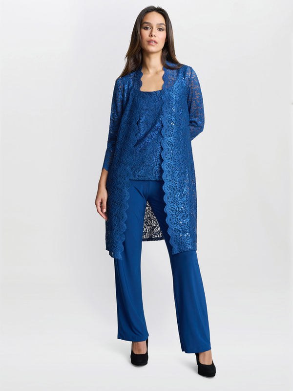 Brea Three Piece Metallic Lace Trouser Suit