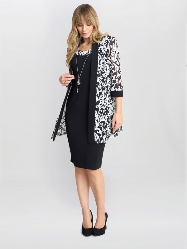 Noella Printed Dress And Jacket With Detachable Necklace