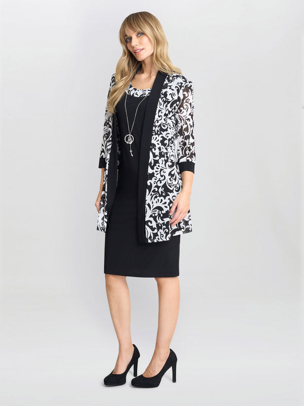 Noella Printed Dress And Jacket With Detachable Necklace