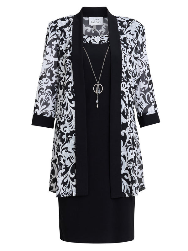 Noella Printed Dress And Jacket With Detachable Necklace