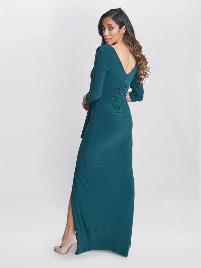 Misty Long Sleeve Ruched Maxi Dress Gina Bacconi Misty Long Sleeve Ruched Maxi Dress Gina Bacconi