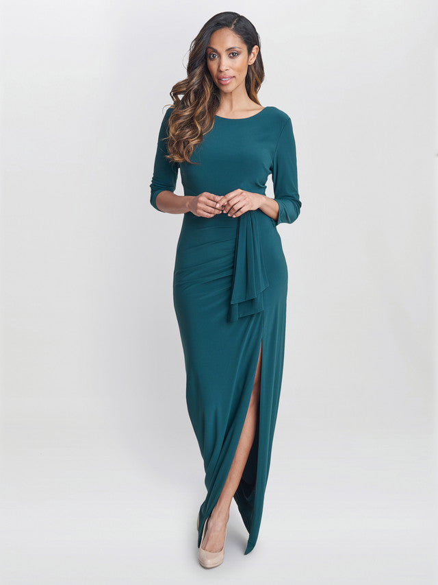 Misty Long Sleeve Ruched Maxi Dress Gina Bacconi Misty Long Sleeve Ruched Maxi Dress Gina Bacconi