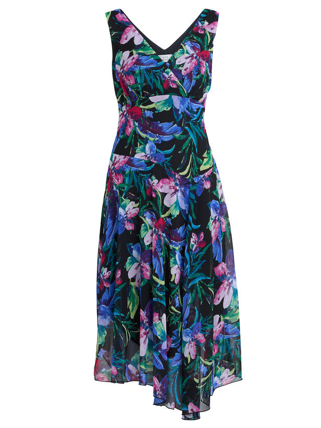Lisbeth Floral Print Chiffon Asymmetric Hem Dress Gina Bacconi Lisbeth Floral Print Chiffon Asymmetric Hem Dress Gina Bacconi