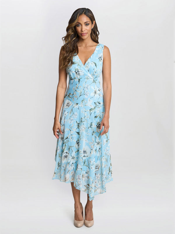 Cressida Floral Print Chiffon Asymmetric Hem Dress