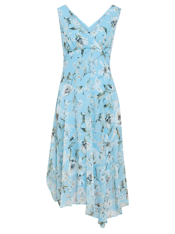 Cressida Floral Print Chiffon Asymmetric Hem Dress