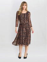 Anya Snake Print Long Sleeve Mesh Dress