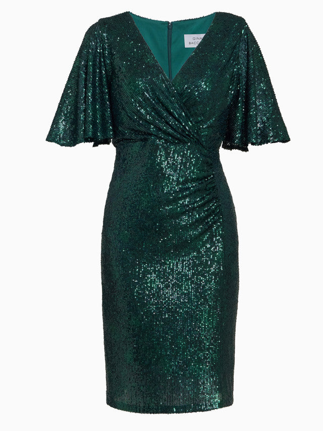 Jen Sequin Wrap-Look Dress Gina Bacconi Jen Sequin Wrap-Look Dress Gina Bacconi