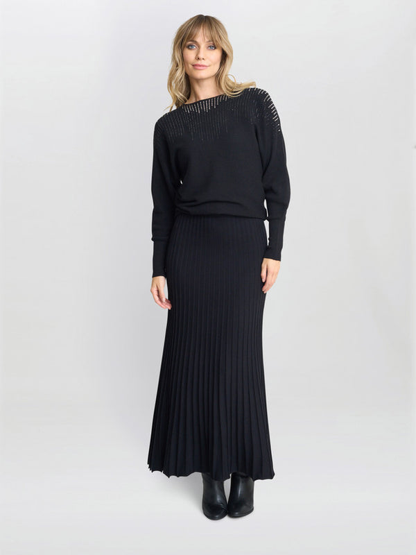 Celestina Long Pleated Knit Skirt