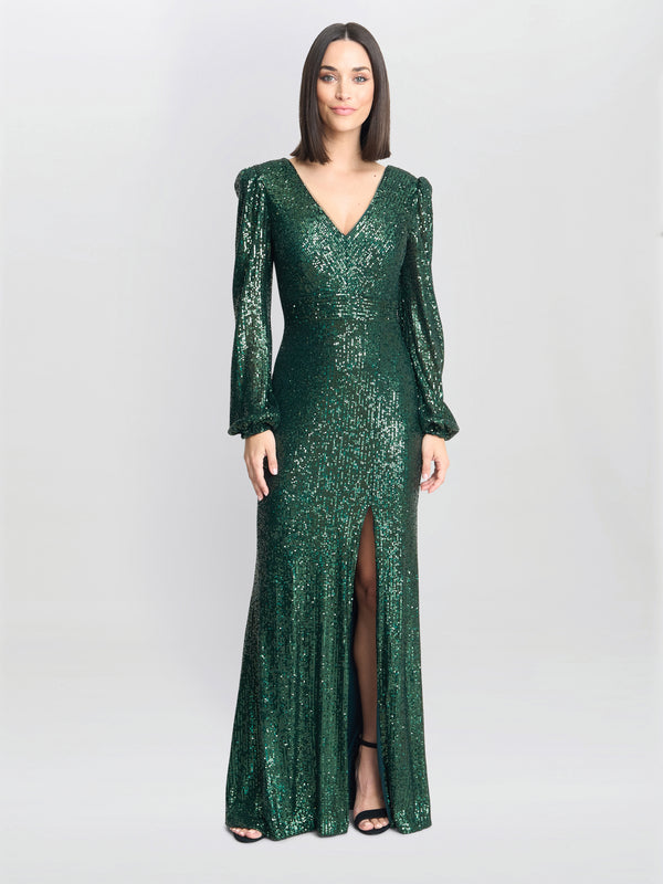 Alison Sequin V Neck Maxi Dress
