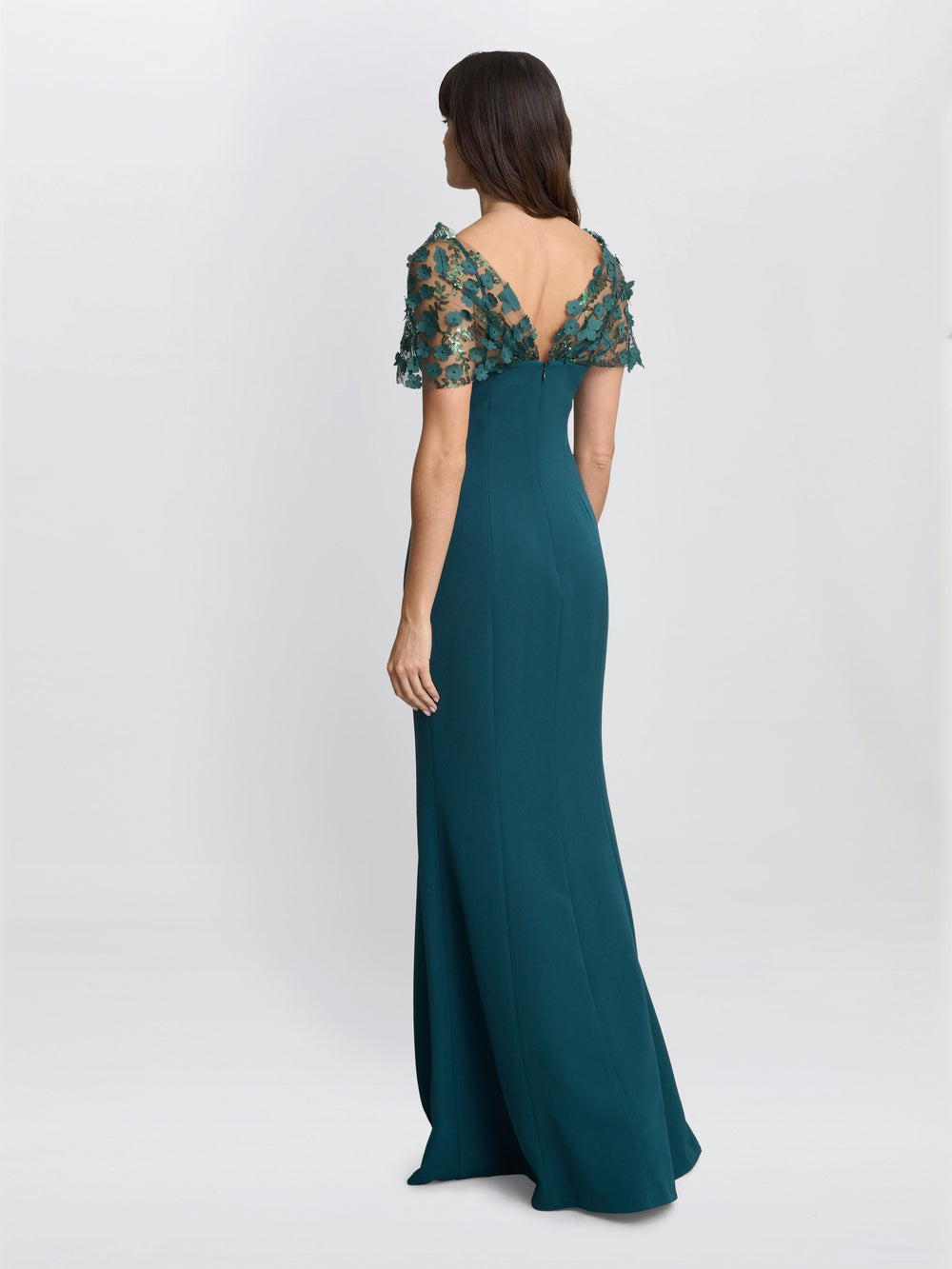 gina bacconi maxi dresses Amelie Printed Chiffon Maxi Dress With Beaded Shoulder Gina Bacconi