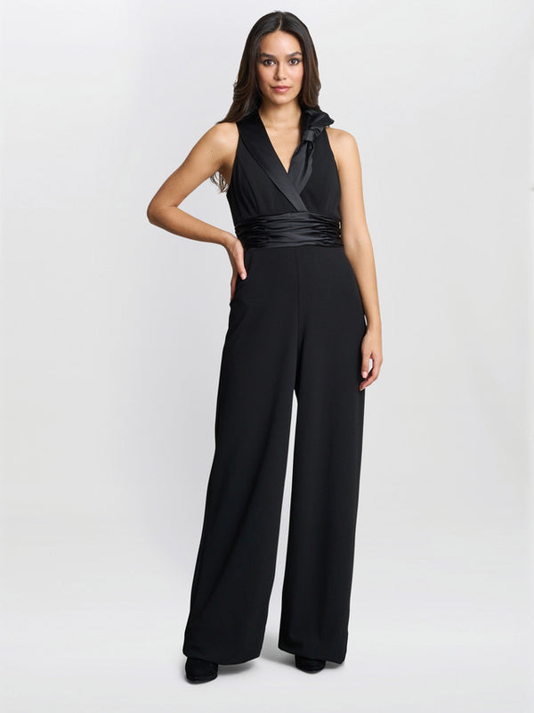 Melodie Crepe Jumpsuit With Satin Bow