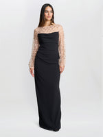 Arielle Embellished Mesh Sleeve Dress