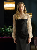 Arielle Embellished Mesh Sleeve Dress