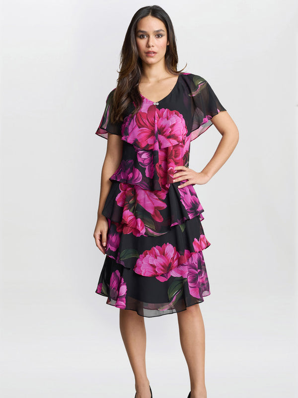 Skylar Short Printed Floral Tier Dress