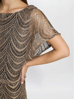 Arleen Long Blouson Fringe Hem Dress