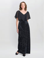 Daphne Velvet Maxi Dress With Chiffon Cape