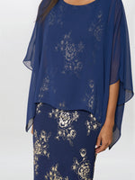 Anne Foil Dress With Chiffon Cape