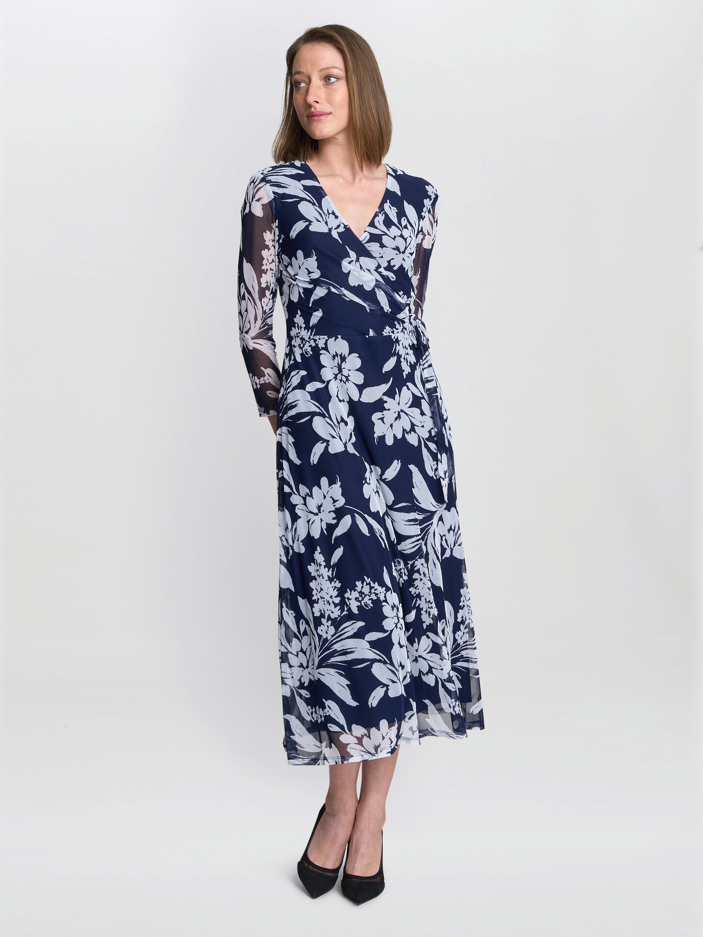 Josephine V Neck Maxi Dress With Embellished Sleeve – Gina