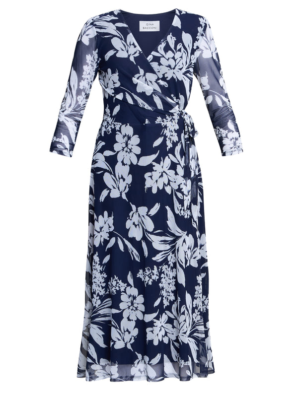 Jan Floral Chiffon Wrap Midi Dress